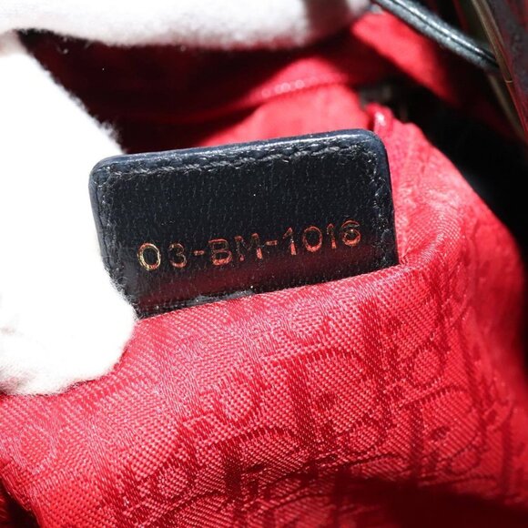 Christian Dior Canage Shoulder Bag Leather Black Gold Auth hk2058 - Picture 14 of 15